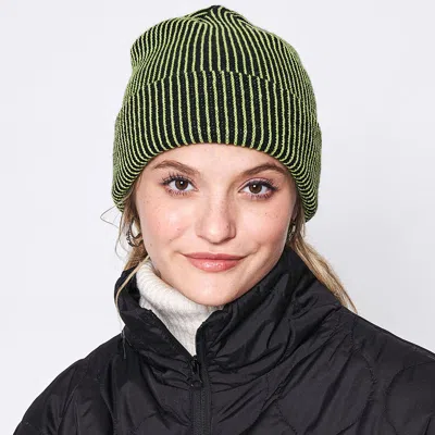 Fashnzfab Woven Two Tone Beanie Hat In Green