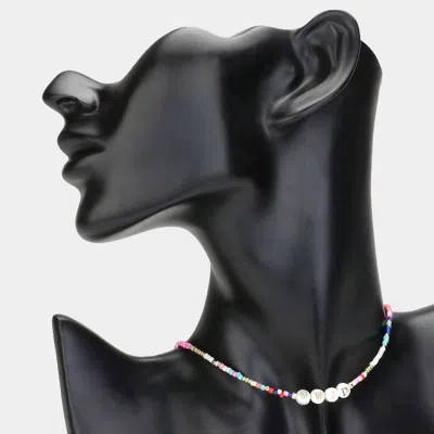 Fashnzfab Wwjd Message Pointed Beaded Choker Necklace In Black