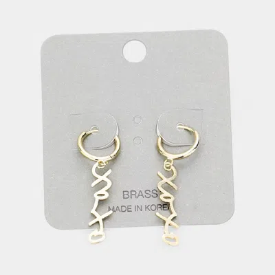 Fashnzfab Xoxo Brass Metal Huggie Earrings In Gold