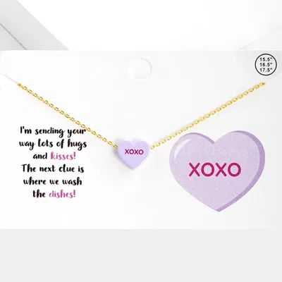 Fashnzfab Xoxo Message Heart Pendant Necklace - Lavender In Purple