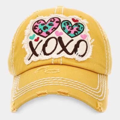Fashnzfab Xoxo Message Vintage Baseball Cap In Yellow