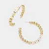 Fashnzfab Xoxo Metal Ball Half Hoop Message Earrings - White In White