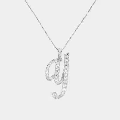 Fashnzfab -y- Cz Initial Monogram Pendant Necklace In Metallic