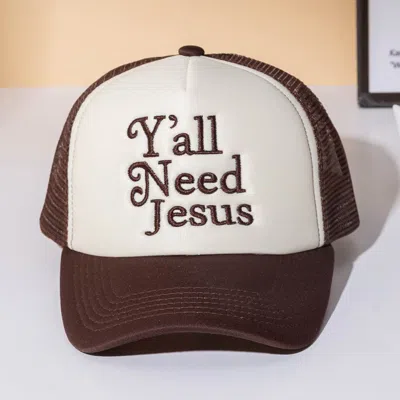 Fashnzfab Yall Need Jesus Message Embroidered Mesh Back Trucker Hat In Purple