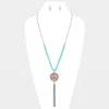 Fashnzfab Y'all Patterned Round Drop Chain Tassel Necklace In Metallic