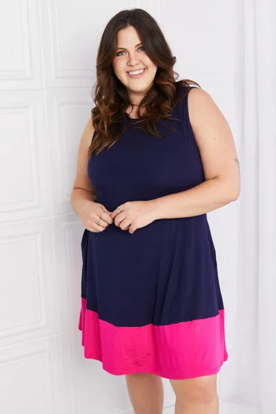 Fashnzfab Yelete Full Size Two-tone Sleeveless Mini Dress With Pockets In Multi