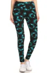Fashnzfab Yoga Style Banded Lined Tie Dye Printed Knit Legging With High Waist In Multi