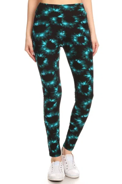 Fashnzfab Yoga Style Banded Lined Tie Dye Printed Knit Legging With High Waist In Multi