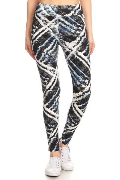 Fashnzfab Yoga Style Banded Lined Tie Dye Printed Knit Legging With High Waist In Multi