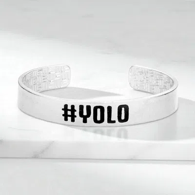 Fashnzfab Yolo Message Metal Cuff Bracelet In Multi