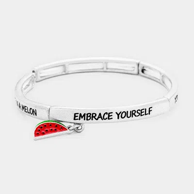 Fashnzfab You Are One In... Watermelon Charm Stretch Bracelet In Multi