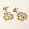 Fashnzfab You Shamrock Message Pointed Stone Paved Shamrock Dangle Earrings - Gold, Green In Multi