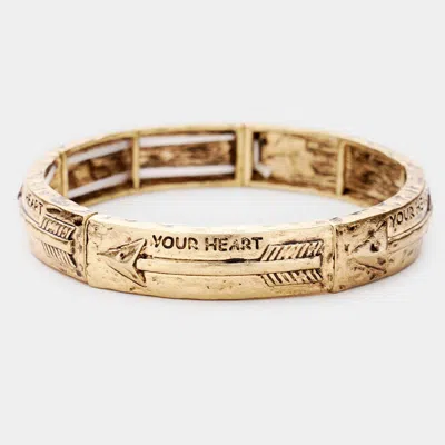 Fashnzfab Your Heart Metal Arrow Stretch Bracelet Gold