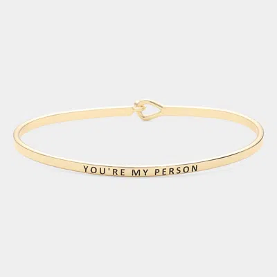 Fashnzfab You're My Person Brass Thin Metal Hook Bracelet Gold