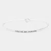Fashnzfab You're My Person Brass Thin Metal Hook Bracelet Rhodium In Multi