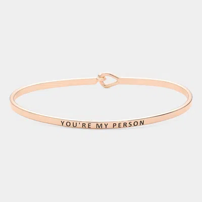 Fashnzfab You're My Person Brass Thin Metal Hook Bracelet Rose Gold In Multi