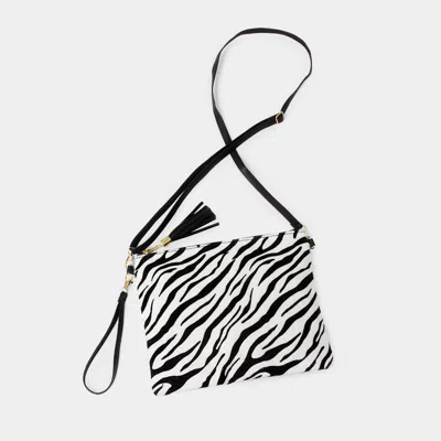 Fashnzfab Zebra Hair Crossbody / Clutch Bag In White