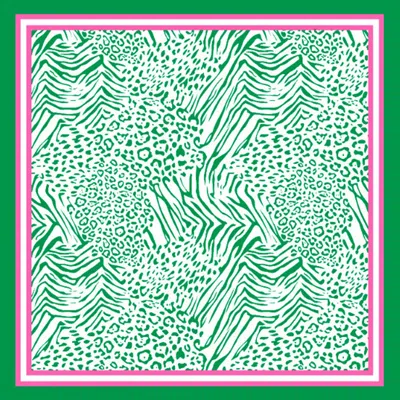 Fashnzfab Zebra Leopard Pattern Printed Square Silky Satin Scarf Shawl In Multi