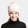 Fashnzfab Zebra Lined Pom-pom Beanie In Sand