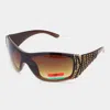 Fashnzfab Zebra Pattern Crystal Embellished Sunglasses In Brown