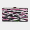Fashnzfab Zebra Patterned Bling Clutch Bag In Multi