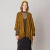 Fashnzfab Zebra Patterned Crochet Poncho In Brown