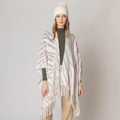 Fashnzfab Zebra Patterned Crochet Poncho In Multi