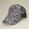 Fashnzfab Zebra Patterned Mesh Back Baseball Cap In White
