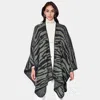 Fashnzfab Zebra Patterned Ruana Poncho In Green