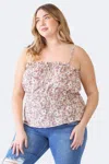 Fashnzfab Zenobia Plus Size Frill Floral Square Neck Cami In Multi