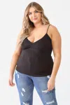 Fashnzfab Zenobia Plus Size Lace Detail V-neck Cami In Black