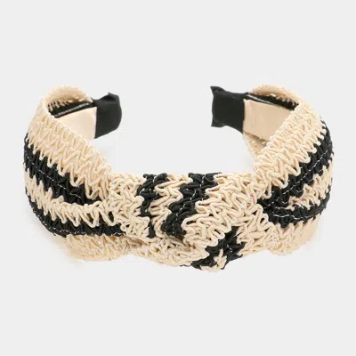 Fashnzfab Zigzag Chevron Burnout Knot Headband In Black