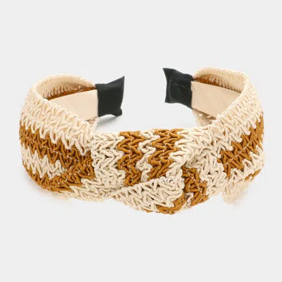 Fashnzfab Zigzag Chevron Burnout Knot Headband In Sand