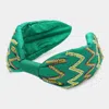 Fashnzfab Zigzag Chevron Patterned Headband In Green