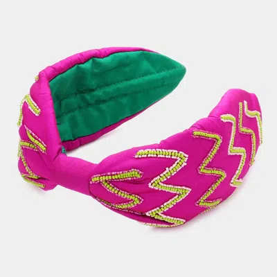 Fashnzfab Zigzag Chevron Patterned Headband In Pink