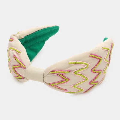 Fashnzfab Zigzag Chevron Patterned Headband In Sand