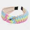 Fashnzfab Zigzag Chevron Patterned Straw Knot Burnout Headband In Multi