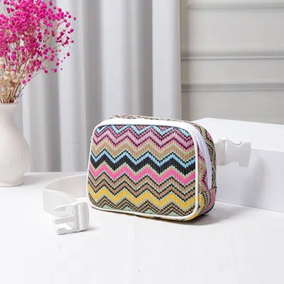 Fashnzfab Zigzag Chevron Patterned Straw Sling Bag / Fanny Pack / Belt Bag In Multi