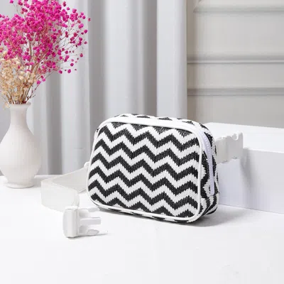 Fashnzfab Zigzag Chevron Patterned Straw Sling Bag / Fanny Pack / Belt Bag In White