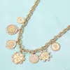 Fashnzfab Zodiac Medal Station Necklace In Gold