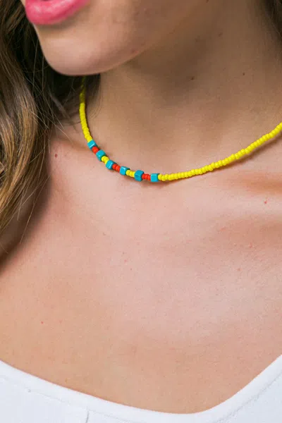 Fashnzfab Zola Veaded Necklace In Yellow