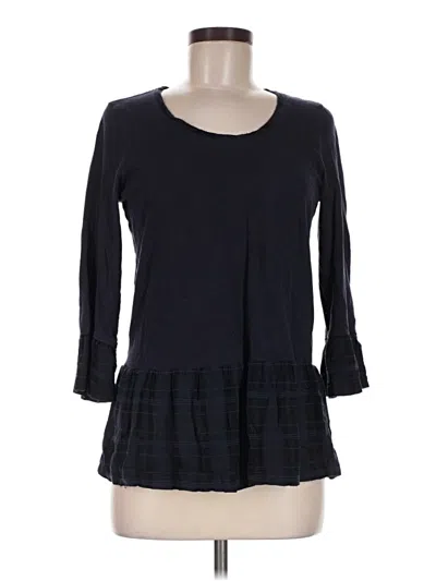Pre-owned Fat Face 3/4 Sleeve Top Black Square Neckline Tops