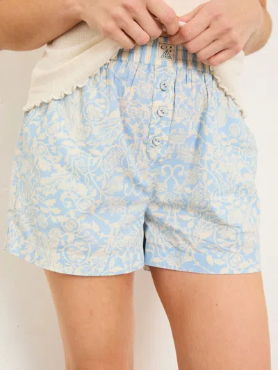 Fat Face Fatface 2 Pack Blue Floral Stripe Boyfriend Pyjama Shorts