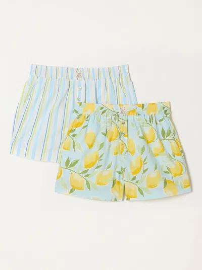Fat Face Fatface 2 Pack Blue Lemon Stripe Boyfriend Pyjama Shorts