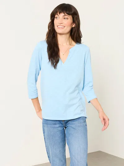 Fat Face Fatface Aster Pale Blue 3/4 Sleeve V-neck T-shirt