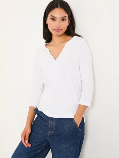 Fat Face Fatface Aster White 3/4 Sleeve V-neck T Shirt