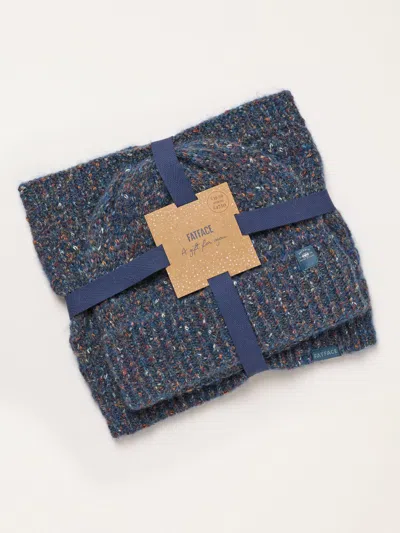 Fat Face Fatface Blue Nep Knitted Snood And Beanie Set