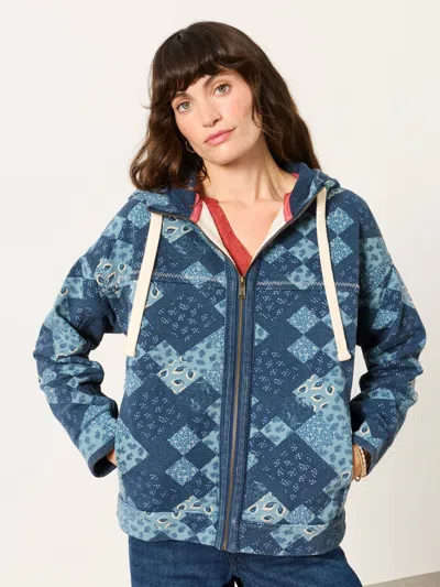 Fat Face Fatface Blue Patchwork Airlie Zip Through Hoodie
