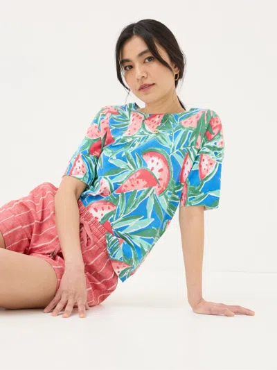 Fat Face Fatface Blue Watermelons Printed Knit T-shirt