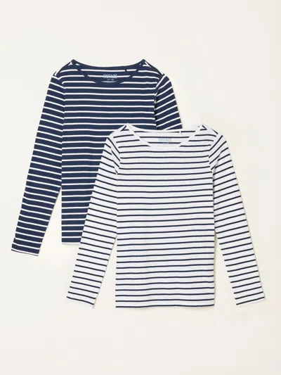 Fat Face Fatface Breton Ivory/navy 2 Pack Round Neck T Shirt